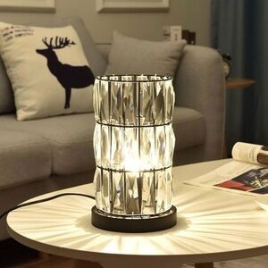 🆕💕Modern Barrel Prismatic Crystal Ambient Table Mantel Counter Lamp (10") - NIB